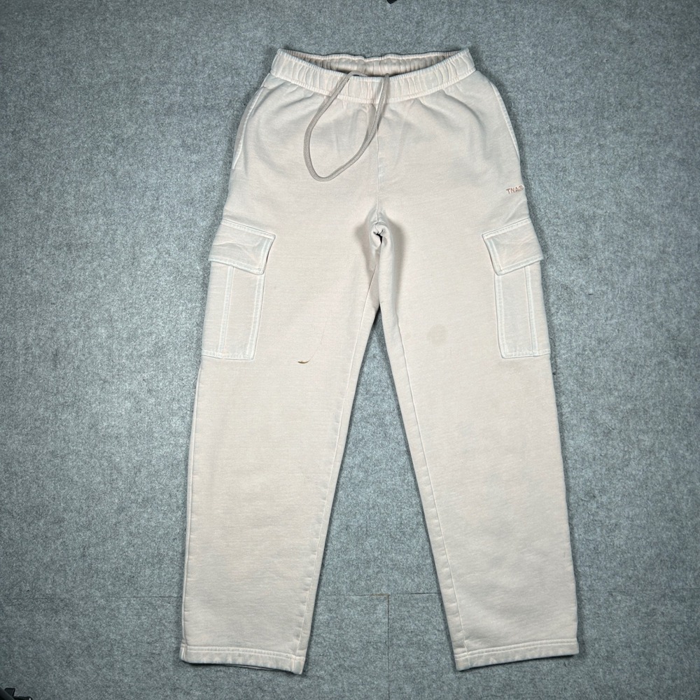 TNA Cargo Sweatpants Womens Small Beige Aritzia Cozy Fleece High Rise Joggers